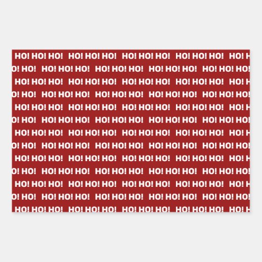 Rood en wit Ho Ho Ho! Stripes Inpakpapier Vel (Voorkant 2)