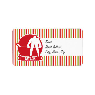 Rood en Wit Hockey Speler, Rood, Sinaasappel, Groe Etiket