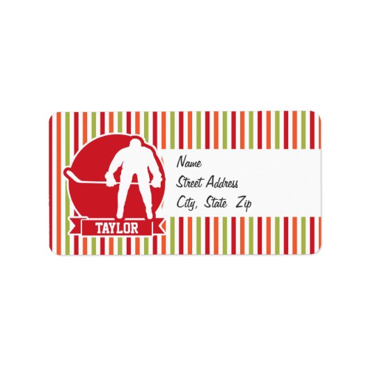 Rood en Wit Hockey Speler, Rood, Sinaasappel, Groe Etiket (Voorkant)