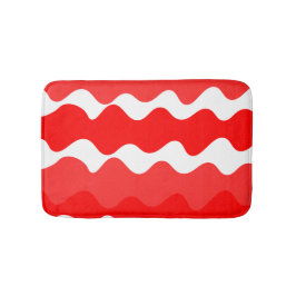 Rood en wit horizontaal golvend patroon badmat