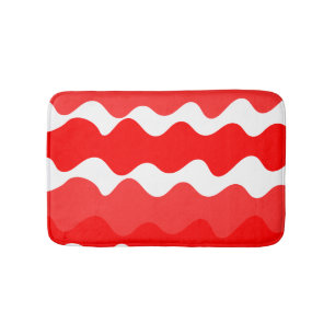 Rood en wit horizontaal golvend patroon badmat