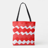 Rood en wit horizontaal golvend patroon tote bag (Achterkant)