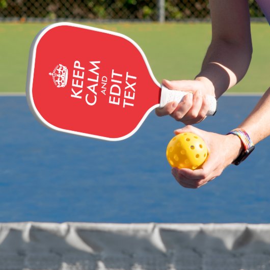 Rood en Wit Houd Kalm en bewerk Tekst Pickleball Paddle (Insitu)