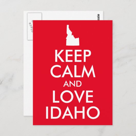 Rood en Wit Houd Kalm en Liefde Idaho Briefkaart (Voorkant / Achterkant)