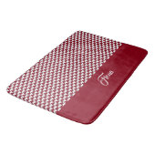 Rood en wit houndstooth patroon monogram badmat (Gekanteld)
