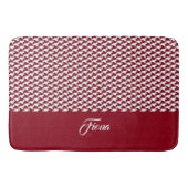 Rood en wit houndstooth patroon monogram badmat (Voorkant)