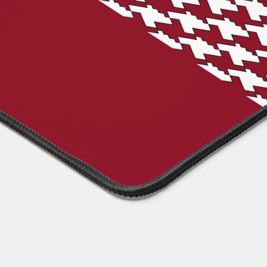 Rood en wit houndstooth patroon monogram bureaumat (Hoek)