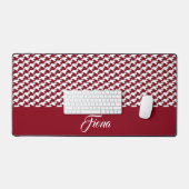 Rood en wit houndstooth patroon monogram bureaumat (Keyboard & Muis)
