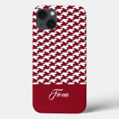 Rood en wit houndstooth patroon monogram Case-Mate iPhone case (Achterkant)