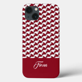 Rood en wit houndstooth patroon monogram Case-Mate iPhone case