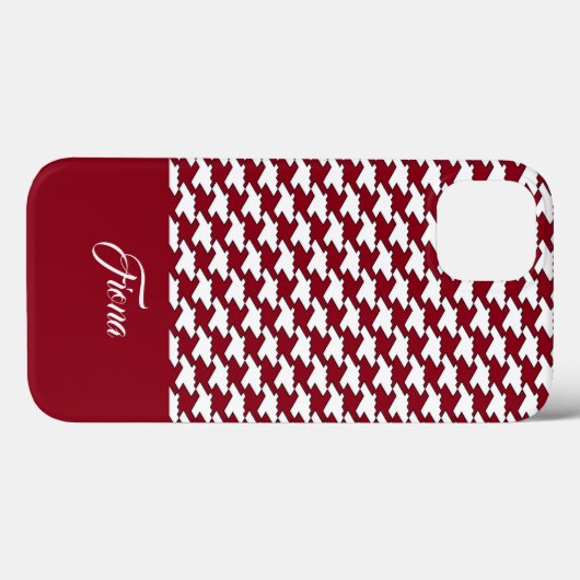 Rood en wit houndstooth patroon monogram Case-Mate iPhone case (Achterkant (horizontaal))