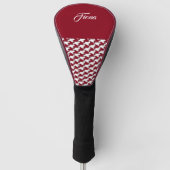 Rood en wit houndstooth patroon monogram golfheadcover (Voorkant)