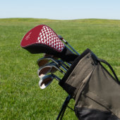 Rood en wit houndstooth patroon monogram golfheadcover (Insitu)