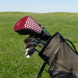 Rood en wit houndstooth patroon monogram golfheadcover