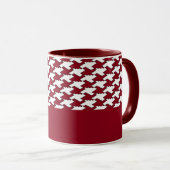 Rood en wit houndstooth patroon monogram mok (Voorkant rechts)