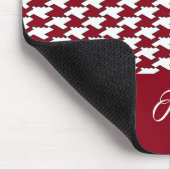 Rood en wit houndstooth patroon monogram muismat (Hoek)