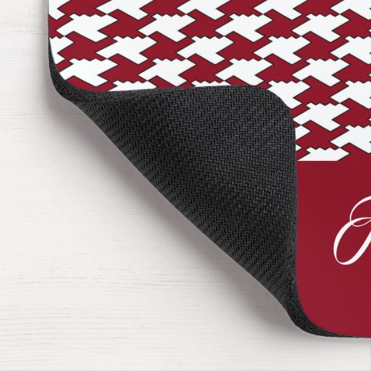 Rood en wit houndstooth patroon monogram muismat (Hoek)
