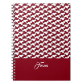 Rood en wit houndstooth patroon monogram notitieboek (Voorkant)