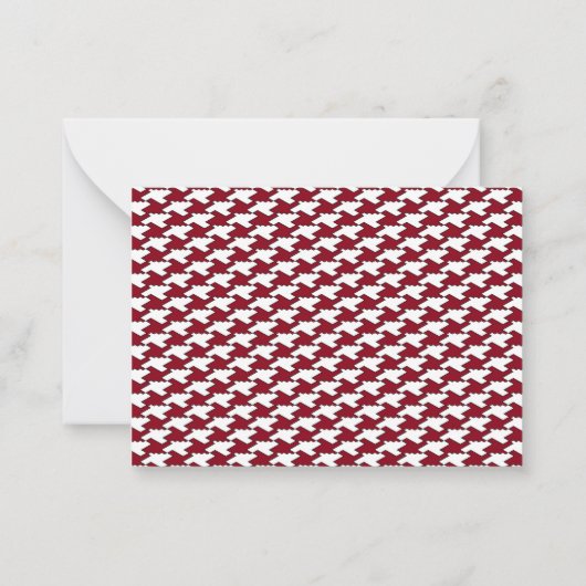 Rood en wit houndstooth patroon monogram notitiekaartje (Achterkant)