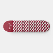 Rood en wit houndstooth patroon monogram persoonlijk skateboard (Horizontaal)