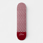 Rood en wit houndstooth patroon monogram persoonlijk skateboard (Voorkant)