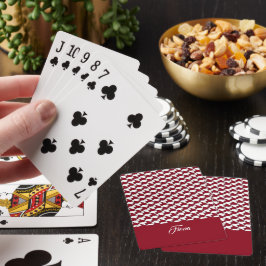 Rood en wit houndstooth patroon monogram pokerkaarten
