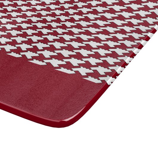 Rood en wit houndstooth patroon monogram snijplank (Hoek)
