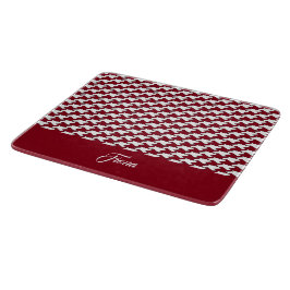 Rood en wit houndstooth patroon monogram snijplank