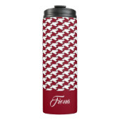 Rood en wit houndstooth patroon monogram thermosbeker (Voorkant)