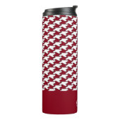 Rood en wit houndstooth patroon monogram thermosbeker (Gedraaid links)