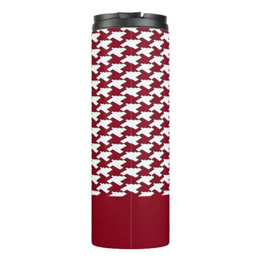 Rood en wit houndstooth patroon monogram thermosbeker (Achterkant)