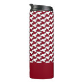 Rood en wit houndstooth patroon monogram thermosbeker (Geroteerd rechts)