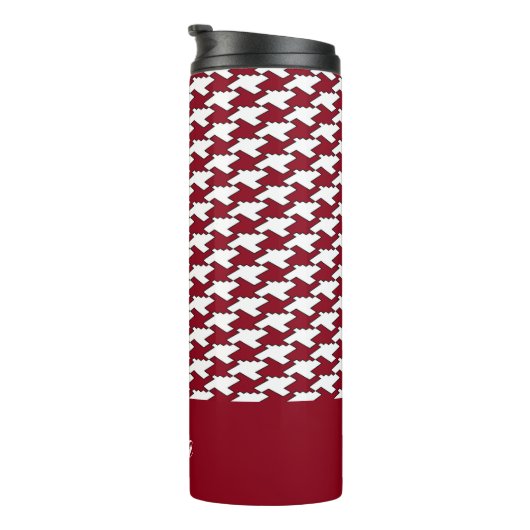 Rood en wit houndstooth patroon monogram thermosbeker (Geroteerd rechts)