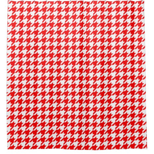 Rood en Wit Houndstooth Rutpatroon Douchegordijn (Voorkant)