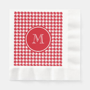 Rood en Wit Houndstooth Uw Monogram Servet