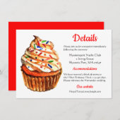 Rood en wit huwelijk, details cupcake kaart (Voorkant / Achterkant)