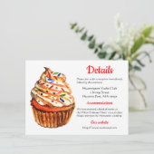 Rood en wit huwelijk, details cupcake kaart (Staand voorkant)