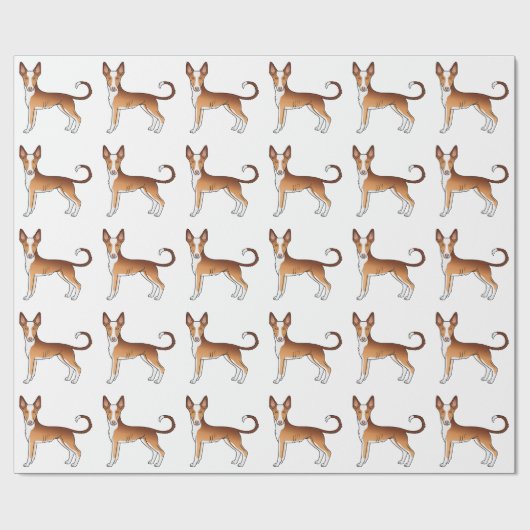 Rood en wit Ibizan Hound Smooth Coat Dog Patroon Cadeaupapier (Vlak)
