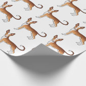 Rood en wit Ibizan Hound Smooth Coat Dog Patroon Cadeaupapier (Hoek)