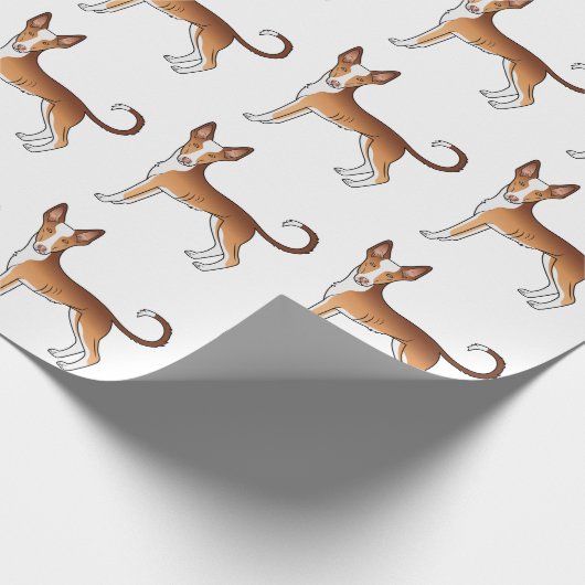 Rood en wit Ibizan Hound Smooth Coat Dog Patroon Cadeaupapier (Hoek)