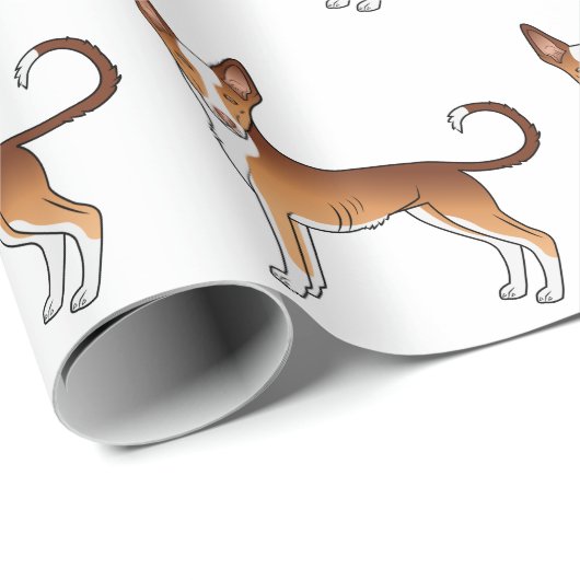 Rood en wit Ibizan Hound Smooth Coat Dog Patroon Cadeaupapier (Rol Hoek)