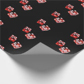 Rood en wit ijs op zwart omslagpapier cadeaupapier (Hoek)