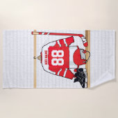 Rood en Wit IJshockeytrui Verjaardagsfeestje Strandlaken (Voorkant)