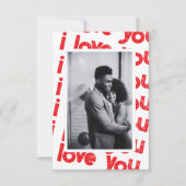 Rood en wit Ik hou van je foto Valentijn's Day Notitiekaartje (Voorkant)