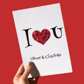 Rood en wit Ik hou van je hart Valentijnsdag Feestdagenkaart