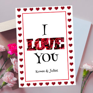 Rood en wit Ik hou van je hart Valentijnsdag Feestdagenkaart