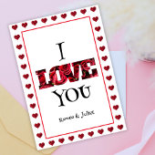 Rood en wit Ik hou van je hart Valentijnsdag Feestdagenkaart