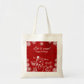 Rood en wit illustratie- Vrolijk Kerstfeest Tote Bag (Voorkant)