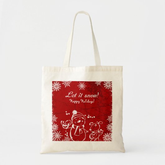 Rood en wit illustratie- Vrolijk Kerstfeest Tote Bag (Voorkant)
