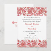 Rood en wit Indiaas huwelijk Kaart (Voorkant / Achterkant)